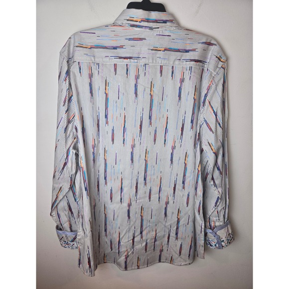Robert Graham Mens Long Sleeve Button Up Shirt Multi Color Stripe Print Size 2XL - Picture 7 of 8